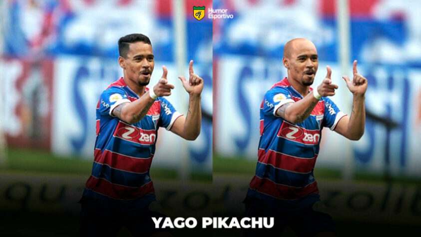 Máquina zero? Jogadores ficam carecas em montagens. Na foto, o lateral Yago Pikachu.