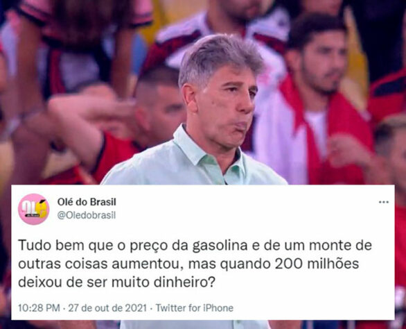 E os 200 milhões, Renato? Zoeiras com técnico do Flamengo fizeram sucesso nas redes sociais após eliminação do Flamengo.