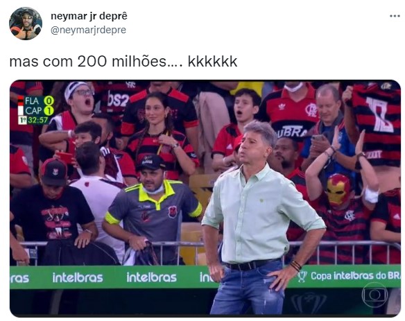 E os 200 milhões, Renato? Zoeiras com técnico do Flamengo fizeram sucesso nas redes sociais após eliminação do Flamengo.