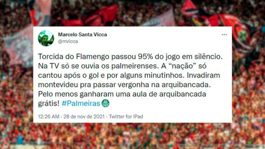 Torcedores repercutem "silêncio" da torcida do Flamengo na final da Libertadores contra o Palmeiras.