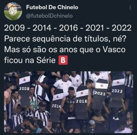 Série B do Brasileirão: torcedores fazem memes com goleada do Botafogo diante do Vasco da Gama, em São Januário.