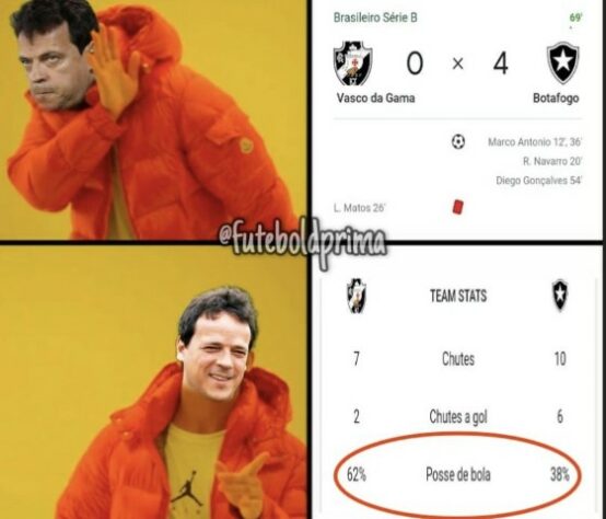 Série B do Brasileirão: torcedores fazem memes com goleada do Botafogo diante do Vasco da Gama, em São Januário.