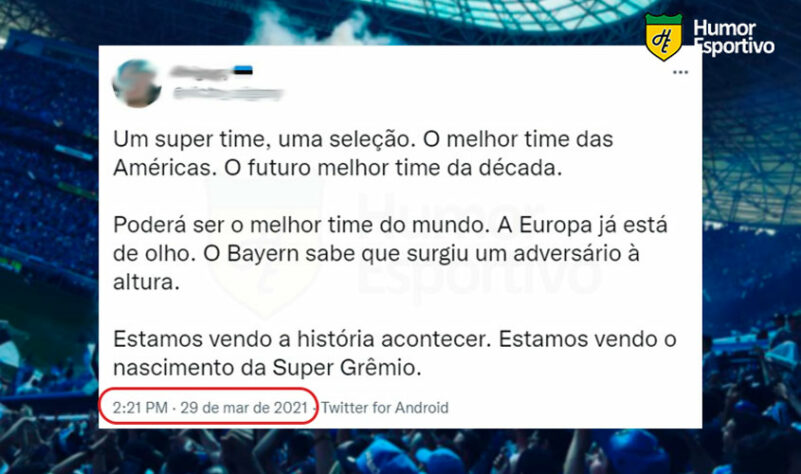 Tricolor gaúcho foi rebaixado para Série B do Brasileirão, mas, no primeiro semestre, muitos torcedores estavam empolgados com o elenco que estava sendo montado. Veja alguns comentários da época! (Por Humor Esportivo)