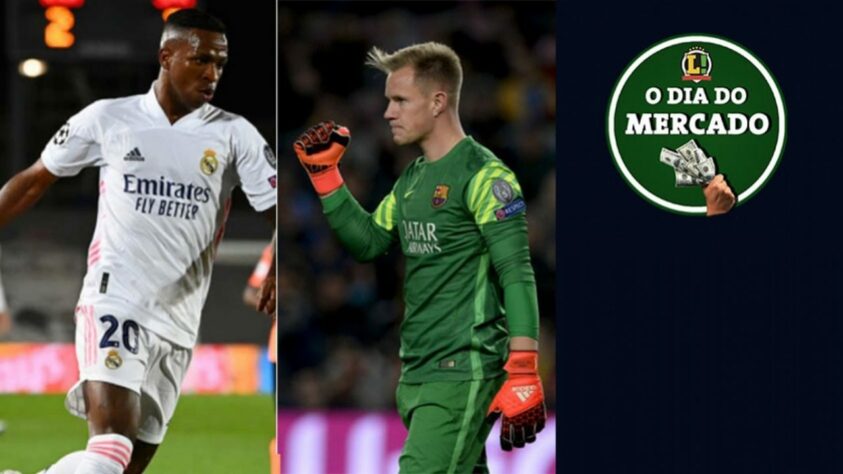 Real Madrid planeja renovação de Vinícius Júnior com multa gigantesca. Newscatle mira contratação de goleiro do Barcelona para a próxima temporada. Tudo isso e muito mais no Dia do Mercado de sábado!