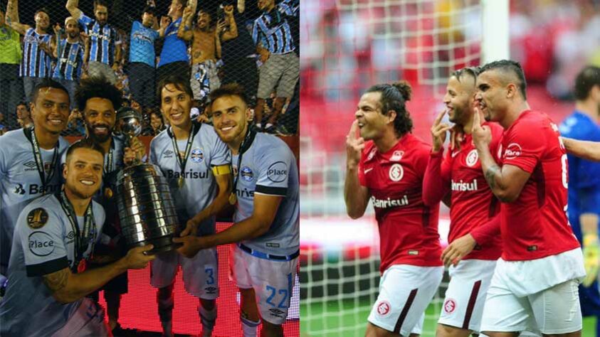 Grêmio e Internacional em 2017: o Grêmio bateu o Lanús e se tornou campeão da Libertadores, enquanto o Colorado estava na Série B do Campeonato Brasileiro.