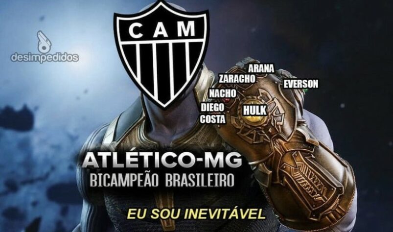 Com o 3 a 0 dentro do Mineirão, equipe comandada por Cuca conseguiu o 13º triunfo consecutivo em casa e está muito próxima do título do Brasileirão. Provável fim da piada com bi, falha do goleiro Cássio e críticas a Sylvinho fizeram parte dos memes após o jogo. Confira! (Por Humor Esportivo)