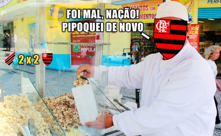 Equipe comandada por Renato Gaúcho começou vencendo por 2 a 0, com dois gols de Gabigol, mas cedeu o empate nos minutos finais. Chance desperdiçada de diminuir a vantagem do Atlético-MG, polêmica com VAR e retrospecto contra o Furacão renderam memes. Confira! (Por Humor Esportivo)