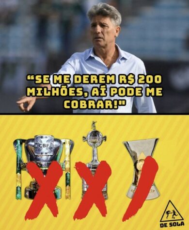 Web não perdoa Renato Gaúcho em memes após final da Libertadores contra o Palmeiras.