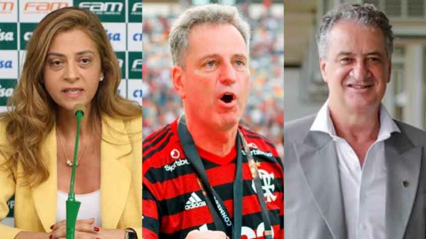 No final de semana, Leila Pereira foi eleita presidente do Palmeiras para os próximos três anos. As eleições no Flamengo devem acontecer na primeira quinzena de dezembro de 2021. Por isso, o LANCE! trouxe uma galeria com o mandato dos presidentes dos principais clubes brasileiros. Confira!