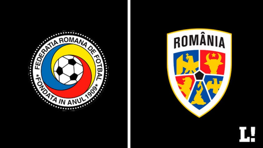 Escudo da Romênia, atualizado em 2017. (Antigo à esquerda e novo à direita)