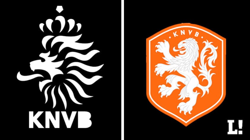 Escudo da Holanda, atualizado em 2014. (Antigo à esquerda e novo à direita)