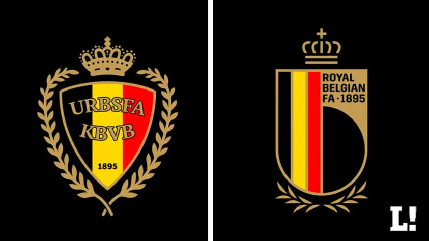 Escudo da Bélgica, atualizado em 2019. (Antigo à esquerda e novo à direita)