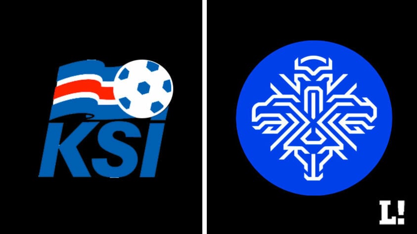 Escudo da Islândia, atualizado em 2020. (Antigo à esquerda e novo à direita)
