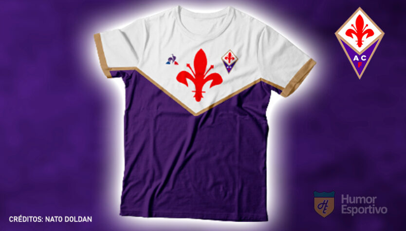 Camisas de times de futebol inspiradas nos escudos dos clubes: Fiorentina.
