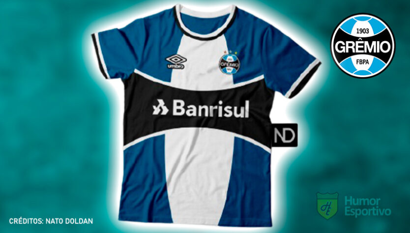 Camisas de times de futebol inspiradas nos escudos dos clubes: Grêmio.