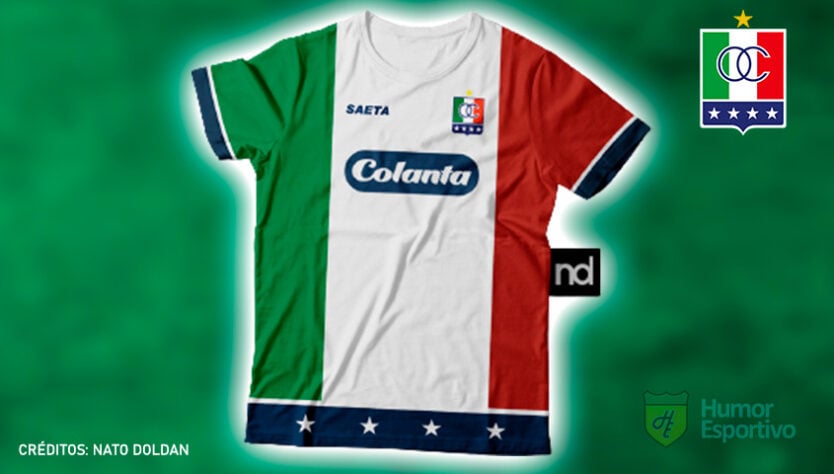 Camisas de times de futebol inspiradas nos escudos dos clubes: Once Caldas.