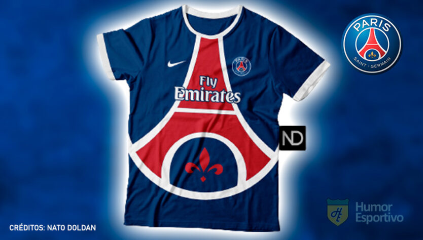 Camisas de times de futebol inspiradas nos escudos dos clubes: PSG.