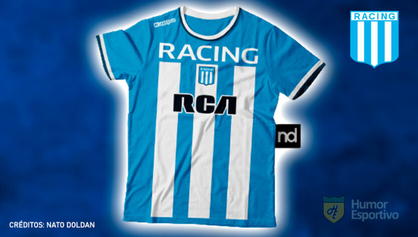 Camisas de times de futebol inspiradas nos escudos dos clubes: Racing.