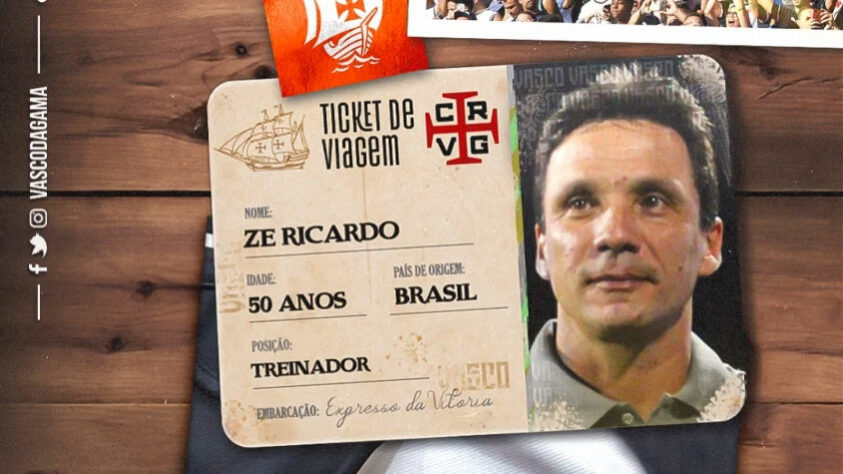 FECHADO - O Vasco anunciou, na noite deste sábado, o seu novo treinador para a temporada de 2022. Trata-se de um velho conhecido, o técnico José Ricardo Mannarino, o Zé Ricardo, que já teve passagem pelo clube entre 2017 e 2018.