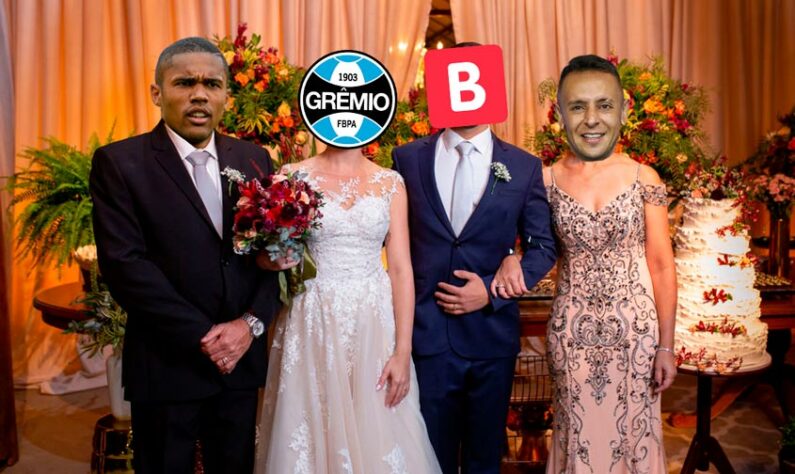 Jogador não foi liberado para sua festa de casamento na semana decisiva do Brasileirão e assunto virou tema de zoações após a confirmação do rebaixamento do Grêmio. Confira algumas montagens! (Por Humor Esportivo)