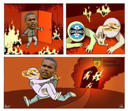 Douglas Costa protagoniza memes após a queda do Grêmio para a Série B do Brasileirão.