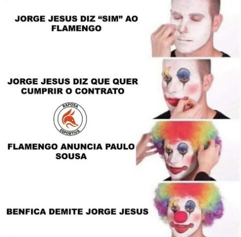 Memes: web repercute demissão de Jorge Jesus do Benfica, saída de Cuca do Atlético-MG e acerto de Paulo Sousa com o Flamengo.