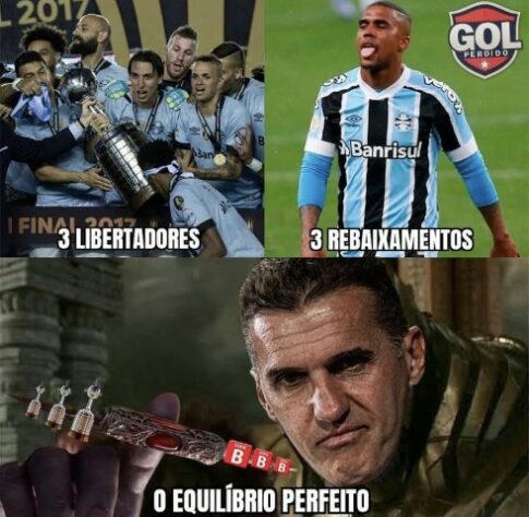 Queda no Brasileirão: rebaixado para Série B, Grêmio é alvo de memes dos rivais.