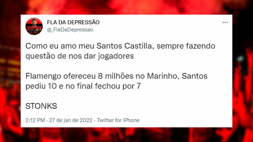 Em provocações, torcedores do Flamengo chamam Santos de Flamengo Castilla.