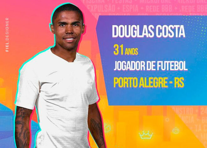 Big Brother Brasil 2022: montagem coloca Douglas Costa como participante do reality show.