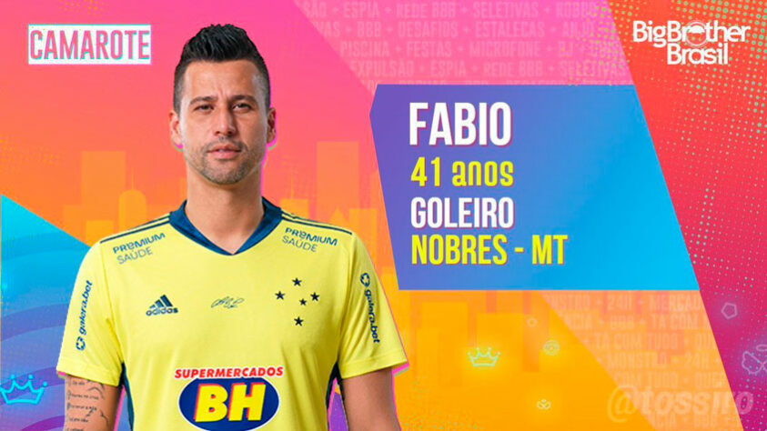 Big Brother Brasil 2022: montagem apresenta Fábio, goleiro ex-Cruzeiro, como participante do reality show.
