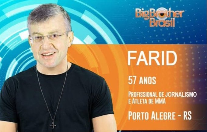 Big Brother Brasil 2022: montagem coloca o jornalista e influencer Farid Germano como participante do reality show.