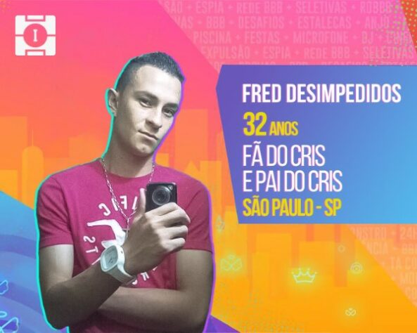 Big Brother Brasil 2022: montagem mostra Fred, do Desimpedidos, como participante do reality show.