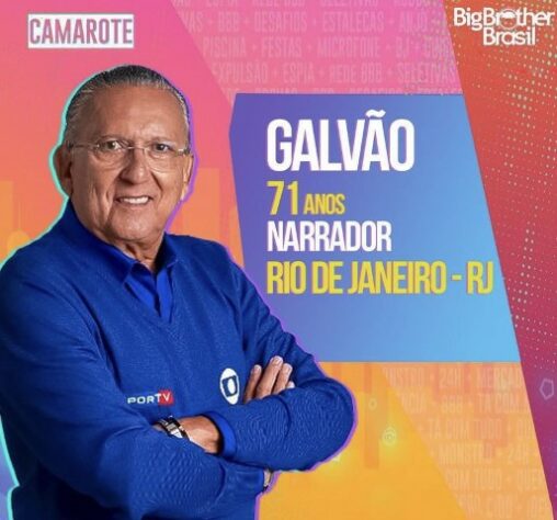 Big Brother Brasil 2022: montagem coloca o veterano Galvão Bueno como participante do reality show.
