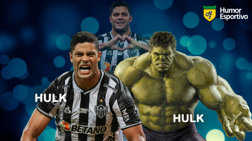 Sósias famosos dos jogadores: Hulk, jogador do Atlético-MG e o personagem homônimo da Marvel.