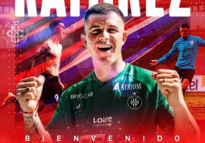 FECHADO! - O Nacional acertou a contratação do atacante Ignacio Ramírez, atleta que estava emprestado pelo Liverpool uruguaio ao Saint-Étienne, da França.