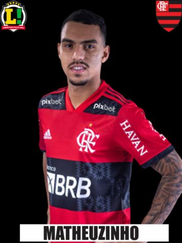 MATHEUZINHO - 5,5 - Escalado como ala direita, Matheuzinho participou bastante do início do jogo, mas, depois, o Flamengo encaixou o jogo pelo outro lado do ataque.