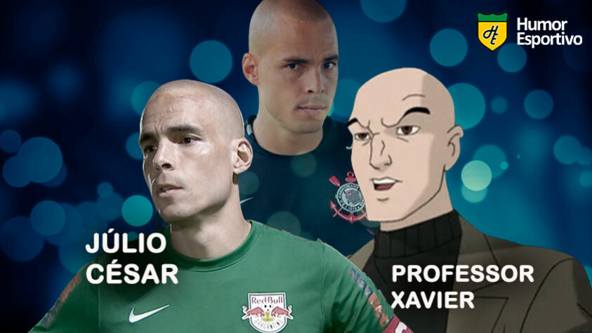 Sósias famosos dos jogadores: Júlio César e o Professor Xavier, personagem de "X-Men".