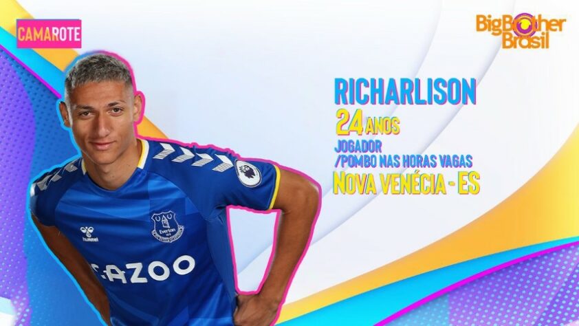 Big Brother Brasil 2022: montagem coloca Richarlison, o Pombo, como participante do reality show.