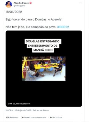 Boleiros famosos estão apoiando o ator Douglas Silva.