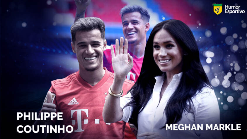 Sósias famosos dos jogadores: Philippe Coutinho e Meghan Markle, ex-atriz e atual Duquesa de Sussex.