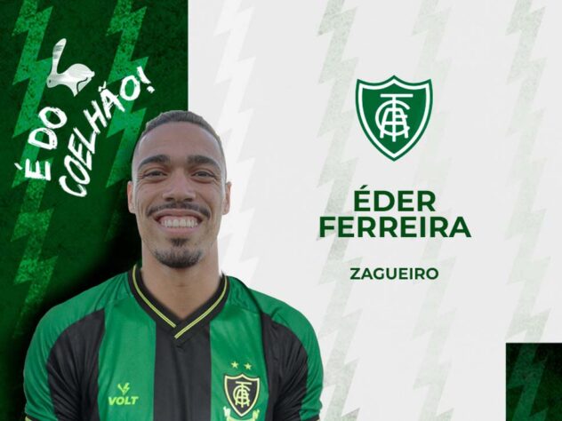 FECHADO - O América-MG concretizou sua segunda negociação no início desta temporada de 2022. Éder, de 26 anos, é o mais novo zagueiro do Coelhão. Após boas temporadas pelo Atlético-GO, o atleta defenderá o manto americano com contrato definitivo válido até o fim de 2024.