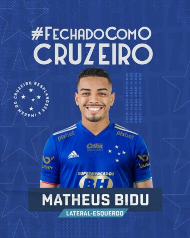 FECHADO! - O Cruzeiro anunciou a contratação do lateral-esquerdo Matheus Bidu para a temporada 2022.