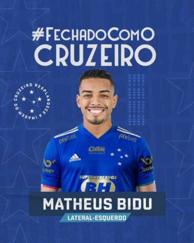 FECHADO! - O Cruzeiro anunciou a contratação do lateral-esquerdo Matheus Bidu para a temporada 2022.