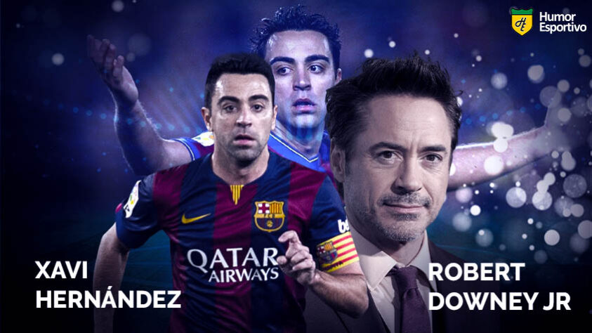 Sósias famosos dos jogadores: Xavi Hernández e Robert Downey Jr, o "Homem de Ferro" dos cinemas.