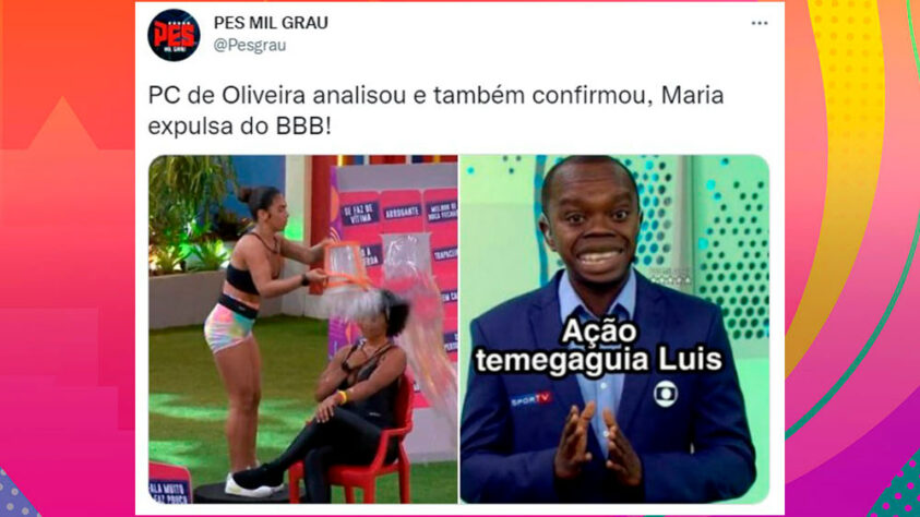 Atriz foi desclassificada do reality por agredir Natália com um balde durante o 'Jogo da Discórdia'. Após anúncio oficial, internautas fizeram memes vinculando revisão do 'lance' e expulsão ao futebol. Confira! (Por Humor Esportivo)