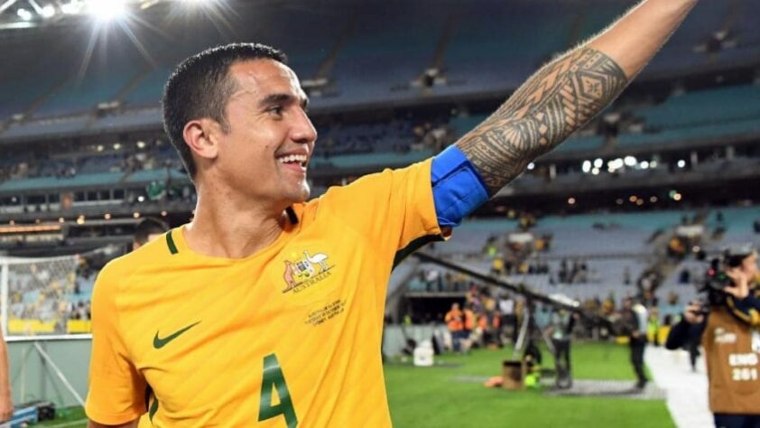 Austrália: Tim Cahill - Atacante (49 gols em 10 jogos entre 2004 e 2018) / Atuou em quatro Copas do Mundo pela seleção australiana e era a referência do time.