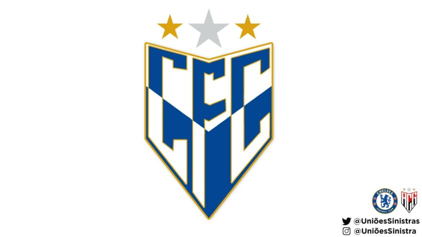 Corrente contra o Palmeiras no Mundial de Clubes: a fusão dos escudos do Atlético-GO e do Chelsea.