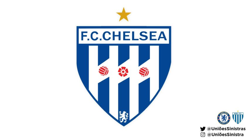 Corrente contra o Palmeiras no Mundial de Clubes: a fusão dos escudos do Avaí e do Chelsea.