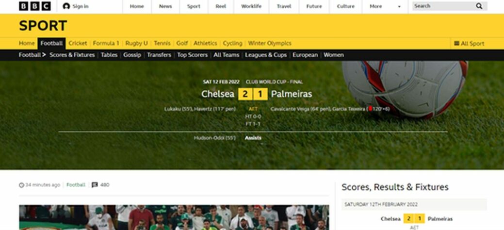 A BBC (Inglaterra) não tomou partido e apenas noticiou a vitória do Chelsea.