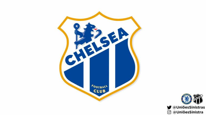 Corrente contra o Palmeiras no Mundial de Clubes: a fusão dos escudos do Ceará e do Chelsea.